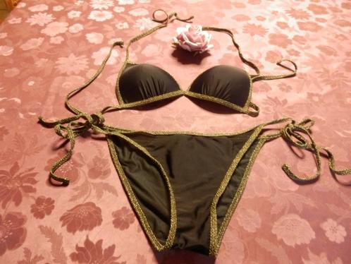 (22)- bikini femme t.40 noir doré - yon yi -, Kleding | Dames, Badmode en Zwemkleding, Zo goed als nieuw, Bikini, Zwart, Ophalen of Verzenden