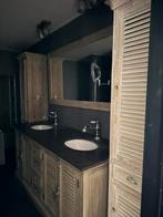 Badkamer meubel, incl spiegel en kasten - Landelijke stijl, Ophalen, Gebruikt