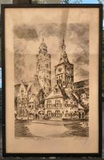 Gravure Ets Markt Diksmuide Certificaat Frans Vanderveken, Ophalen
