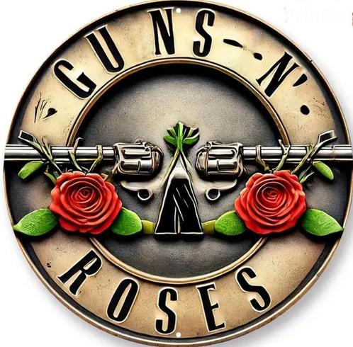 Reclamebord vintage Guns N Roses rond - mancave poolhouse, Verzamelen, Merken en Reclamevoorwerpen, Nieuw, Reclamebord, Ophalen of Verzenden