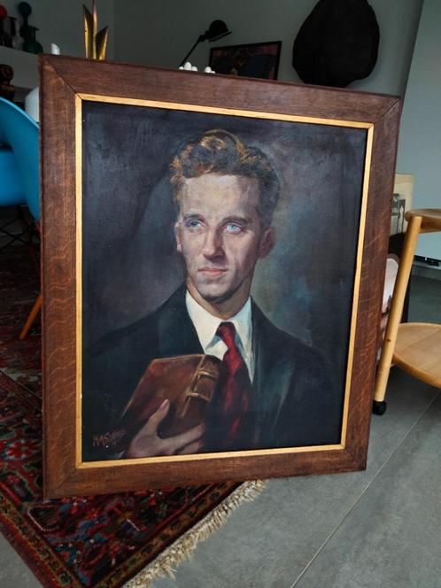 1960s vintage portret schilderij op doek, Antiek en Kunst, Kunst | Schilderijen | Klassiek, Ophalen