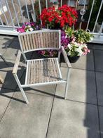6 tuinstoelen teak en aluminium, Tuin en Terras, Ophalen, Gebruikt, Rechthoekig, Hout