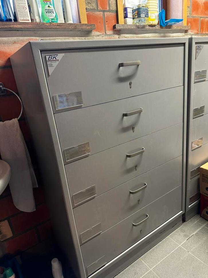 3x zware metalen ladekast BK (Brandkasten BV) – 5 lades, Huis en Inrichting, Kasten | Roldeurkasten en Archiefkasten, Gebruikt