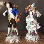 Paar polychroom porselein uit Zitzendorf Saksen 24 cm, Ophalen of Verzenden