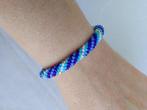 Gehaakte parelarmband - Griekse kleur, Ophalen of Verzenden, Nieuw, Blauw, Overige materialen
