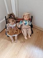 2 poppen + bankje, Antiek en Kunst, Curiosa en Brocante, Ophalen