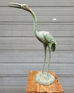 Antiek brons standbeeld van een Kraanvogel tuinbeeld, Antiek en Kunst, Antiek | Brons en Koper, Ophalen of Verzenden, Brons