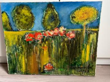 Schilderij met bloemen in het veld beschikbaar voor biedingen