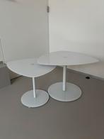 Set van 2 witte glazen bijzettafels of salontafels, Overige vormen, Ophalen, 45 tot 60 cm, Glas