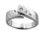 Zilveren ring hoog- en satijnglans & cubic zirkonia, Nieuw, Ophalen of Verzenden, Met edelsteen, Dame