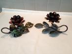 Vintage Metalen bloem kandelaars, Ophalen, Overige kleuren, Zo goed als nieuw, Metaal