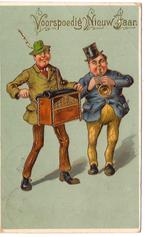 VOORSPOEDIG NIEUWJAAR 1912 BUIKORGEL TROMPET  NR  300, Verzenden, Voor 1920, Gelopen, Muziek