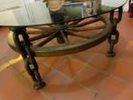 Karrewiel salontafel met glas, Ophalen