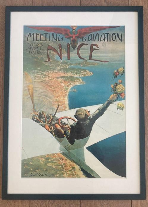 Reproductie affiche Meeting Aviation Nice 1910 ingelijst, Huis en Inrichting, Woonaccessoires | Schilderijen, Tekeningen en Foto's