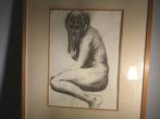 Houtskooltekening naakte vrouw afmeting: 60 x 76 cm, Ophalen of Verzenden
