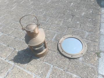 Ancienne lampe de navire originale et hublot avec miroir, Enlèvement