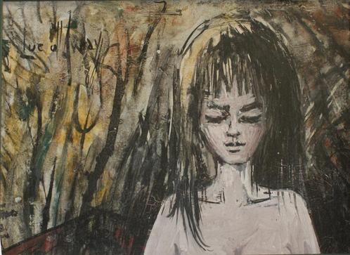 Luc d'Avray (1920-1994): Meisje 1966 (50 x 40 cm), Antiek en Kunst, Kunst | Schilderijen | Klassiek, Ophalen of Verzenden
