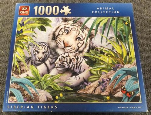Puzzel - King 1000 - Animal Collection, Siberian Tigers, Hobby en Vrije tijd, Denksport en Puzzels, Gebruikt, Legpuzzel, 500 t/m 1500 stukjes