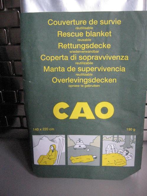 Couverture de survie CAO de 140 cm x 220 cm. Indispensable d, Caravanes & Camping, Accessoires de camping, Neuf, Enlèvement ou Envoi