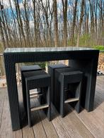 Wicker loungtafel + 4 bar stoelen, Tuin en Terras, Wicker, Gebruikt, Ophalen of Verzenden, 4 zitplaatsen