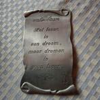 Tinnen plaat met spreuk, Mortsel, Enlèvement