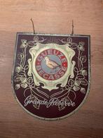 Plaque en tôle double face brasserie gueuze la Bécasse, Enlèvement ou Envoi, Utilisé, Panneau, Plaque ou Plaquette publicitaire