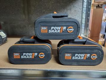  3 batteries Worx Power Share 20v 4.0Ah beschikbaar voor biedingen