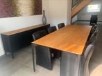 JOLI -eettafel, dressoir -en 6 lederen stoelen op wielen, Ophalen, Zo goed als nieuw