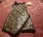 (81)- robe femme t.36 noire brillante, Zwart, Ophalen of Verzenden, Zo goed als nieuw, Knielengte