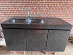 Spoelbak + kastelement keuken natuursteen, Ophalen, Gebruikt, 75 cm of meer, Zwart