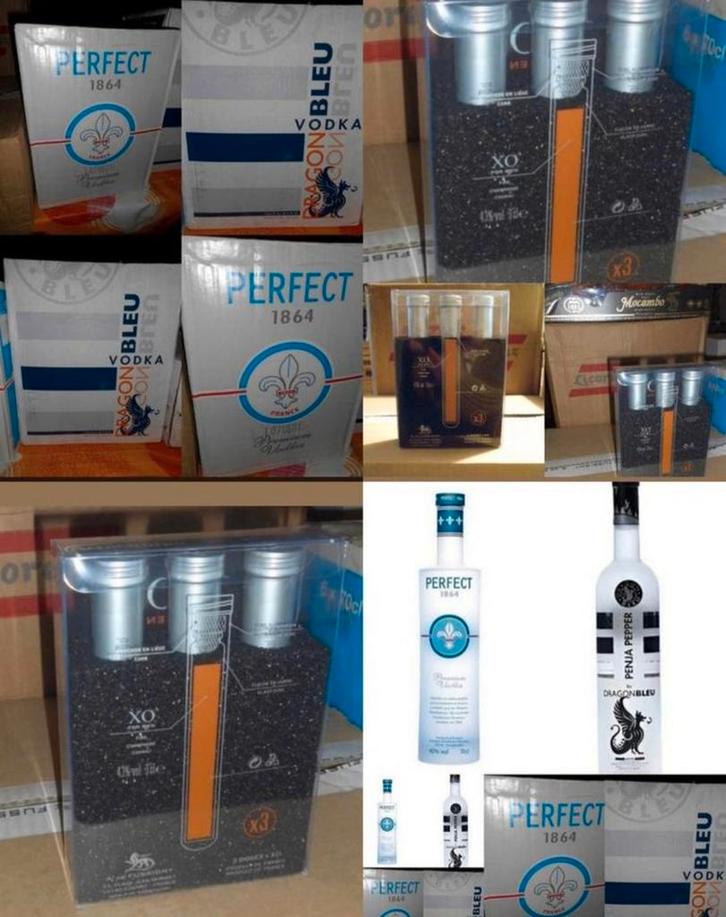 ✓ ENSEMBLE 6 XO COGNAC A. de FUSSIGNY 3x3cl + 6 x VODKA 70cl, Verzamelen, Wijnen, Nieuw, Overige typen, Frankrijk, Vol, Ophalen