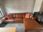 Cognac lederen elektrische zetel, Huis en Inrichting, Zetels | Zetels, Ophalen, 250 tot 300 cm, Gebruikt, 100 tot 125 cm