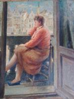 Lode Sebregts 1906 - 2002  Dame Balkon Grote Markt Antwerpen, Antiek en Kunst, Ophalen