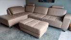 Lederen salon met bijhorende bank ( poef ), Ophalen, Gebruikt, Hoekbank, 150 cm of meer