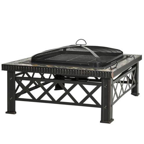 3-in-1  Vuurschaal BBQ, Zwart 76 x 76 x 47 cm, Jardin & Terrasse, Barbecues au charbon de bois, Neuf, Avec accessoires, Enlèvement ou Envoi