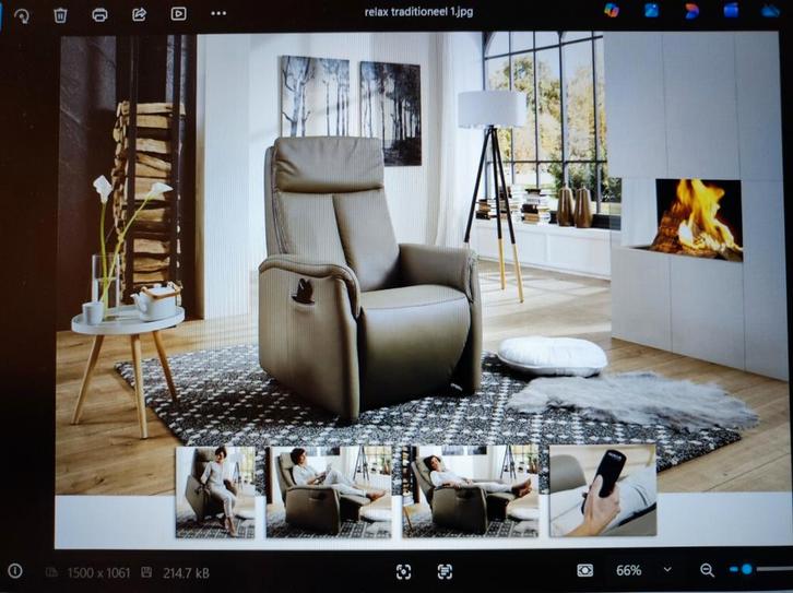 A vendre: fauteuil inclinable electrique en cuir Taup, Maison & Meubles, Fauteuils, Enlèvement