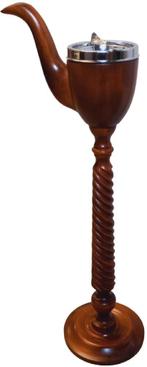 pijpvormige houten asbak op voet., Verzamelen, Ophalen, Gebruikt, B, Asbak