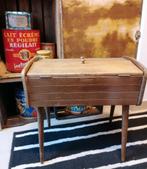 Ancien Meuble Travailleuse Scandinave Coffre Bois, Ophalen of Verzenden