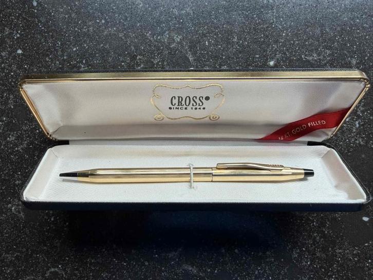 Cross balpen 14 kt gold filled uitvoering., Verzamelen, Pennenverzamelingen, Zo goed als nieuw, Balpen, Cross, Met doosje, Ophalen of Verzenden