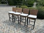 4 barstoelen in riet, Huis en Inrichting, Barkrukken, Ophalen, Gebruikt, Met voetsteun, 60 tot 90 cm