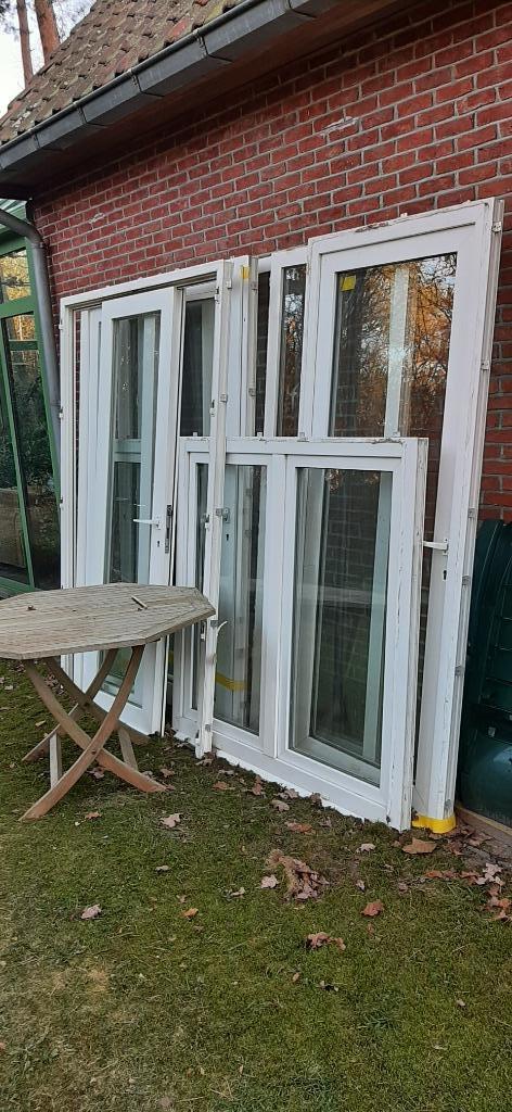 pvc ramen wit, dubbel glas, Doe-het-zelf en Bouw, Glas en Ramen, Gebruikt, Gevelraam of Ruit, 160 cm of meer, 120 tot 160 cm, Dubbelglas