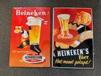 2 x Heineken Bier oud reclamebord, Ophalen of Verzenden, Gebruikt, Reclamebord, Plaat of Schild, Heineken
