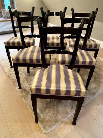 6 vintage mahonie stoelen met bronzen sfinxkopjes 