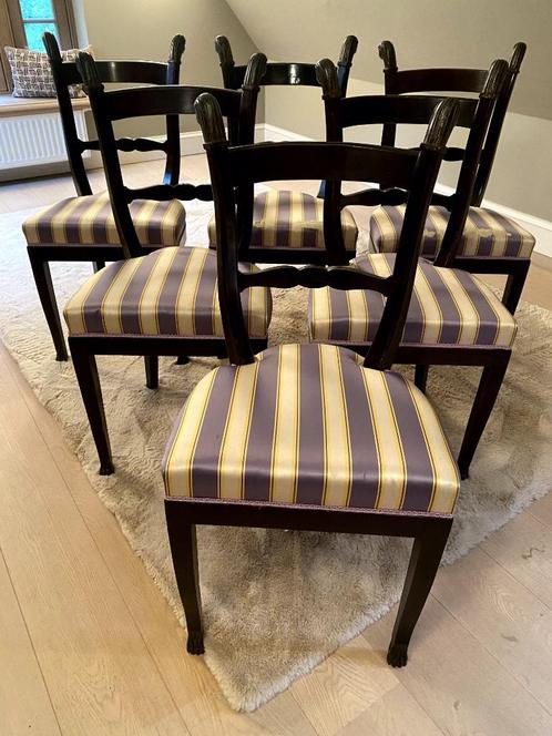 6 vintage mahonie stoelen met bronzen sfinxkopjes, Antiquités & Art, Antiquités | Meubles | Chaises & Canapés, Enlèvement
