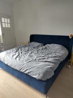 Kingsize tweepersoonsbed nieuw, Ophalen, Blauw, 210 cm, Tweepersoons