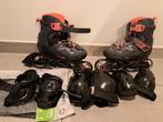 skeelers + beschermers, Sport en Fitness, Skeelers, Kinderen, Zo goed als nieuw, Inline skates 4 wielen, Ophalen