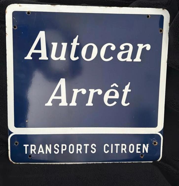 Citroen emaille reclamebord Autocar Arret 50x50cm, Verzamelen, Merken en Reclamevoorwerpen, Zo goed als nieuw, Reclamebord, Ophalen of Verzenden