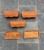 3 kleine bloembakken terra-cotta potten rechthoek, Tuin en Terras, Steen, Gebruikt, Minder dan 30 cm, Minder dan 60 cm