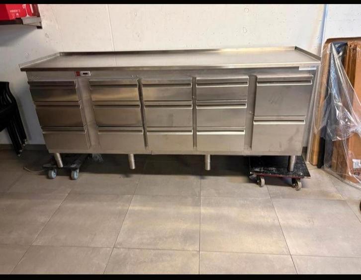 Koelwerkbank Inox met 14 Laden – Topstaat, Zakelijke goederen, Horeca | Keukenapparatuur, Reinigen, Ophalen of Verzenden