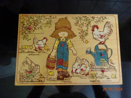 Vintage houten knopjes puzzel Sarah Kay Simplex Toys Holland, Kinderen en Baby's, Speelgoed | Kinderpuzzels, Gebruikt, Minder dan 10 stukjes
